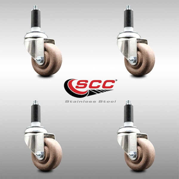3 Inch 316SS High Temp Glass Filled Nylon 1 Inch Expanding Stem Caster Set